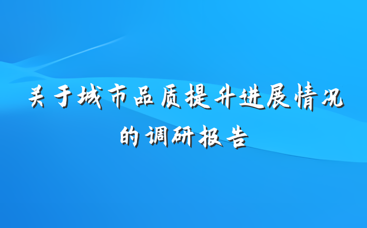 关于城市品质提升进展情况的调研报告