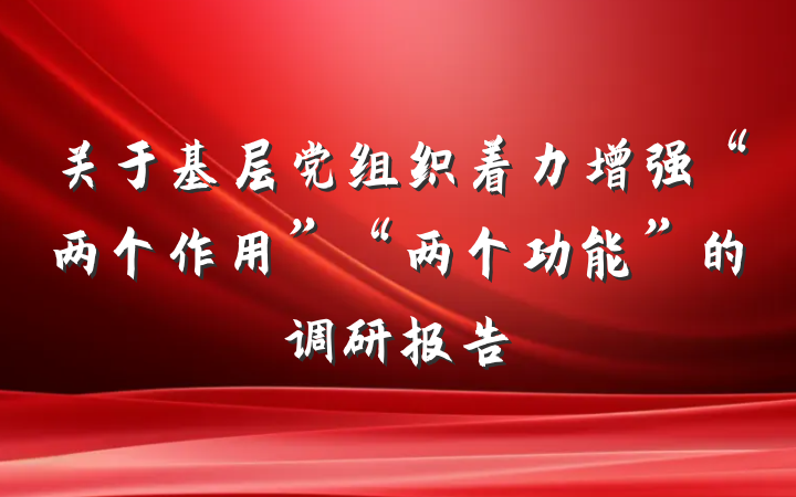 关于基层党组织着力增强“两个作用”“两个功能”的调研报告