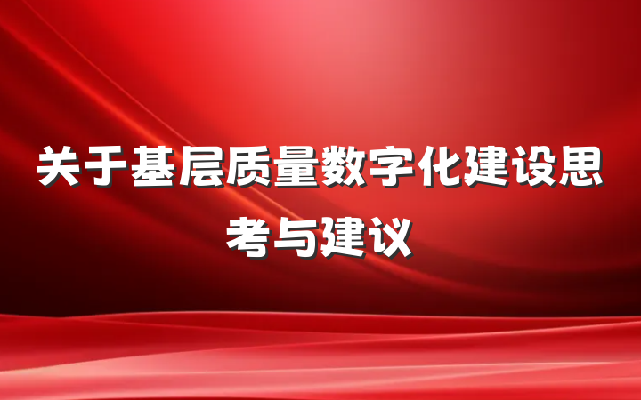 关于基层质量数字化建设思考与建议