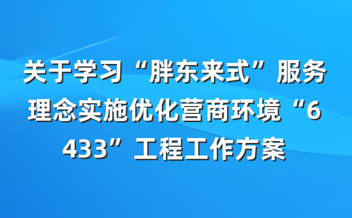 关于学习“胖东来式”服务理念实施优化营商环境“6433”工程工作方案