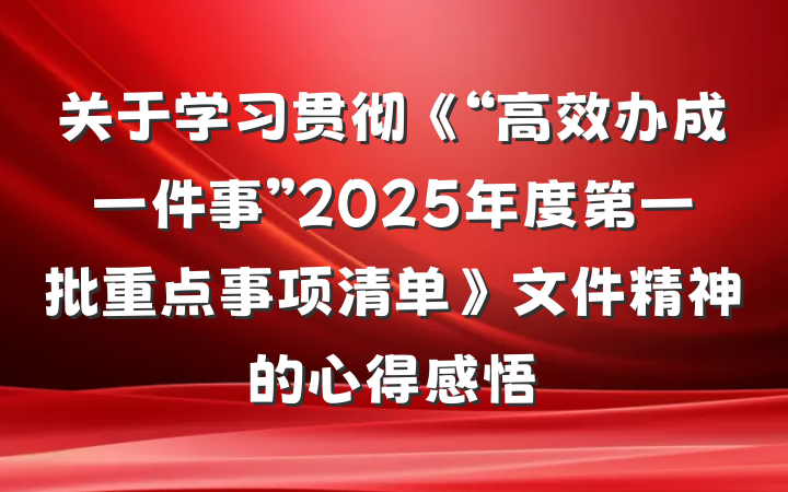 关于学习贯彻《“高效办成一件事”2025年度第一批重点事项清单》文件精神的心得感悟