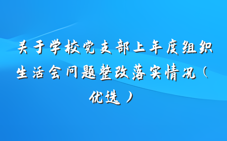关于学校党支部上年度组织生活会问题整改落实情况（优选）