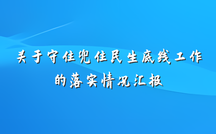 关于守住兜住民生底线工作的落实情况汇报