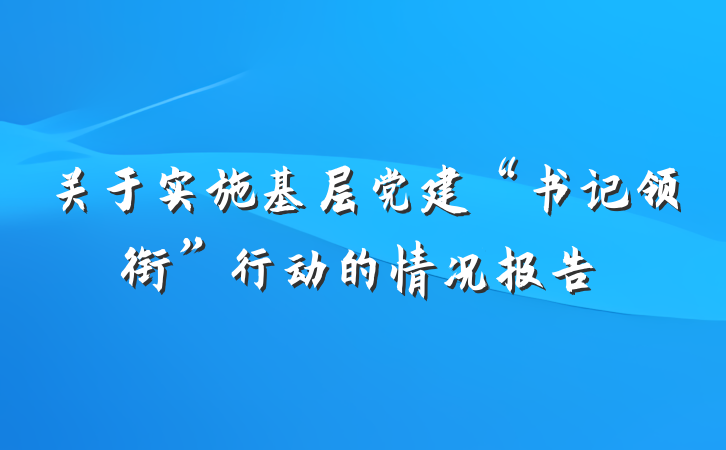 关于实施基层党建“书记领衔”行动的情况报告