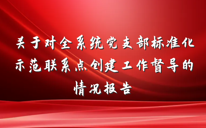 关于对全系统党支部标准化示范联系点创建工作督导的情况报告