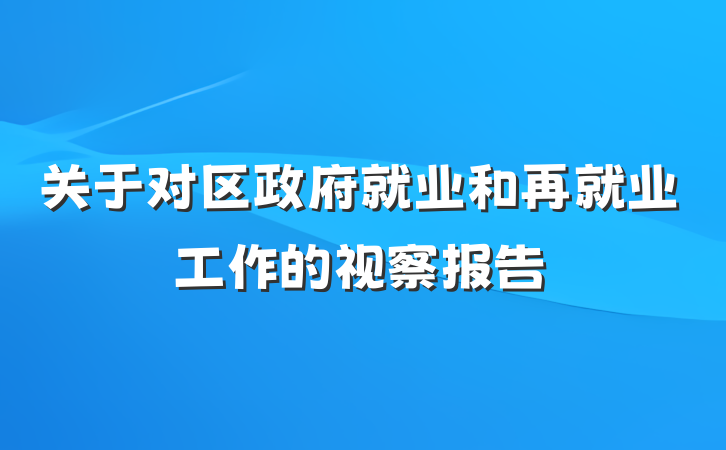 关于对区政府就业和再就业工作的视察报告