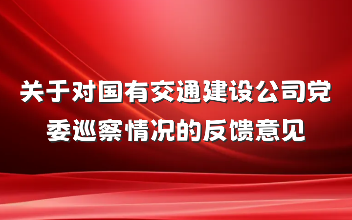 关于对国有交通建设公司党委巡察情况的反馈意见