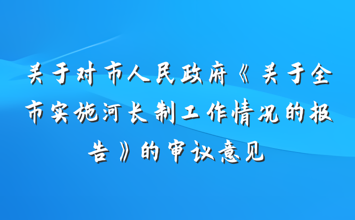关于对市人民政府《关于全市实施河长制工作情况的报告》的审议意见