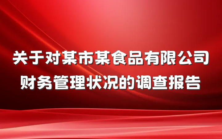 关于对某市某食品有限公司财务管理状况的调查报告