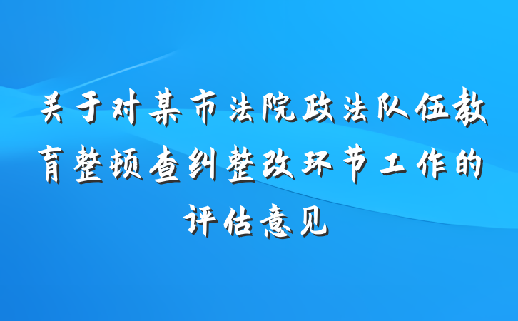 关于对某市法院政法队伍教育整顿查纠整改环节工作的评估意见