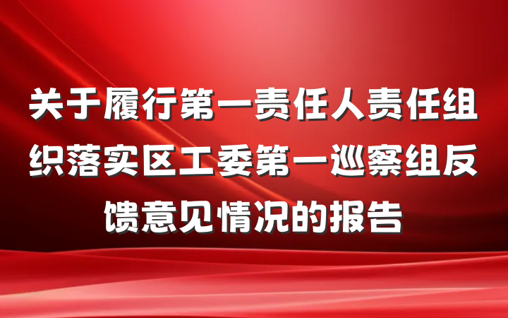 关于履行第一责任人责任组织落实区工委第一巡察组反馈意见情况的报告