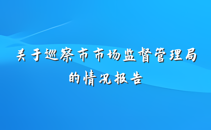关于巡察市市场监督管理局的情况报告