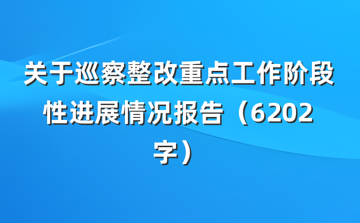 关于巡察整改重点工作阶段性进展情况报告（6202字）