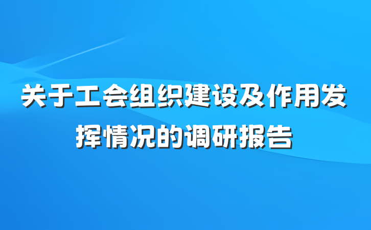 关于工会组织建设及作用发挥情况的调研报告
