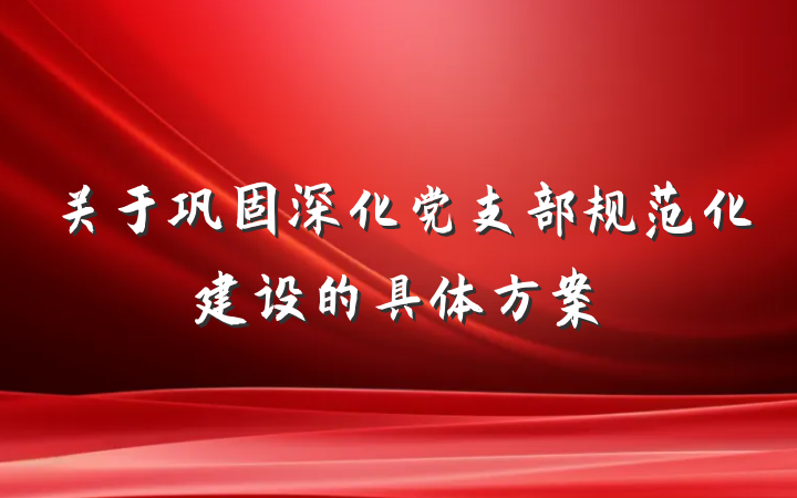 关于巩固深化党支部规范化建设的具体方案