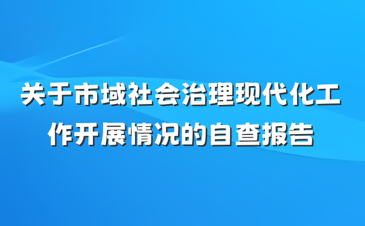 关于市域社会治理现代化工作开展情况的自查报告