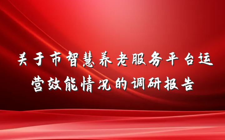 关于市智慧养老服务平台运营效能情况的调研报告
