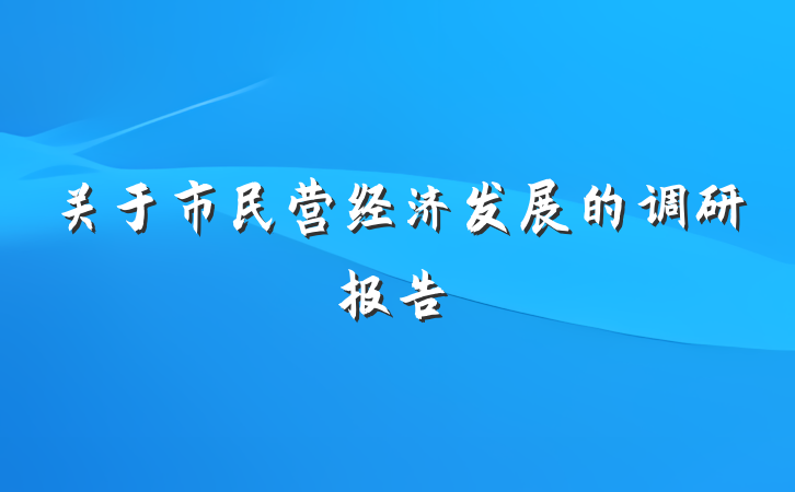 关于市民营经济发展的调研报告