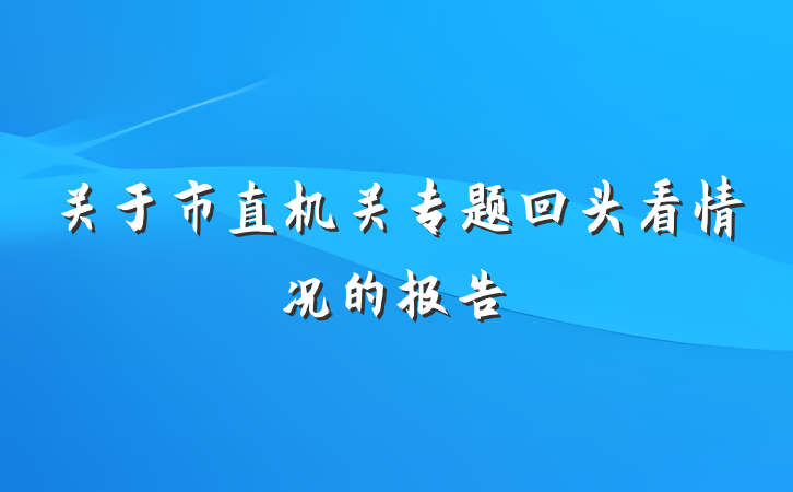 关于市直机关专题回头看情况的报告