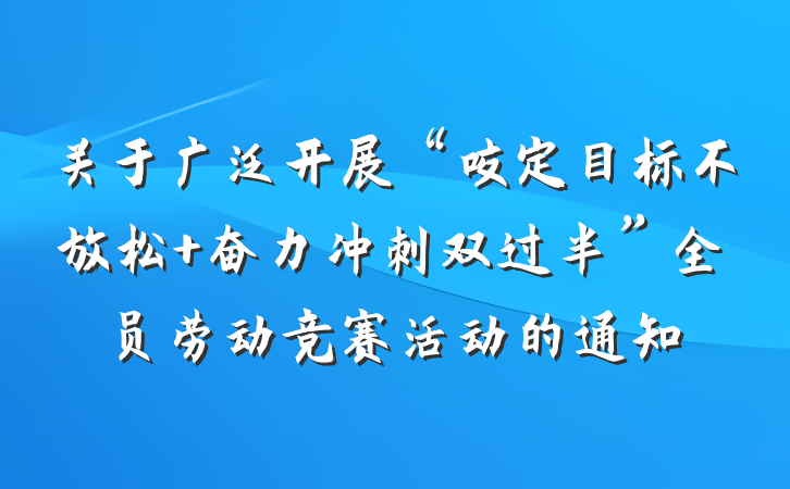 关于广泛开展“咬定目标不放松 奋力冲刺双过半”全员劳动竞赛活动的通知