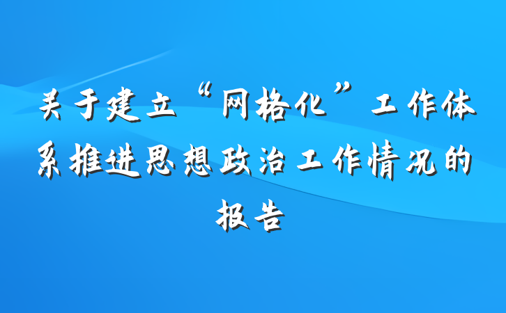 关于建立“网格化”工作体系推进思想政治工作情况的报告