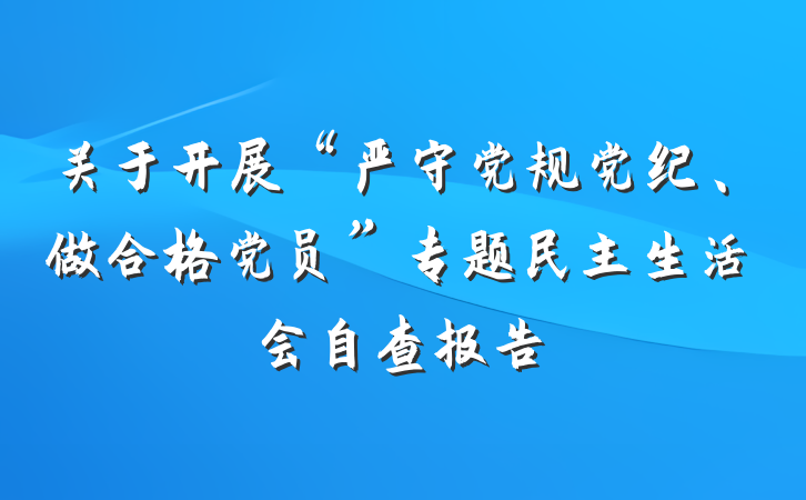 关于开展“严守党规党纪、做合格党员”专题民主生活会自查报告