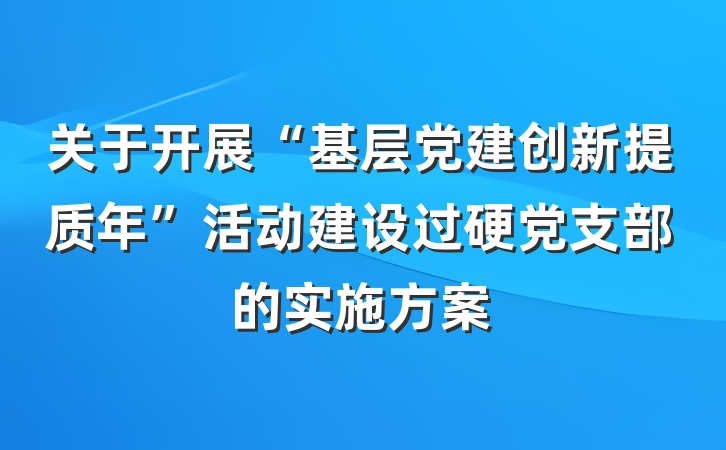 关于开展“基层党建创新提质年”活动建设过硬党支部的实施方案