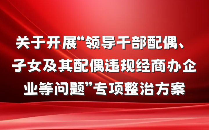 关于开展“领导干部配偶、子女及其配偶违规经商办企业等问题”专项整治方案