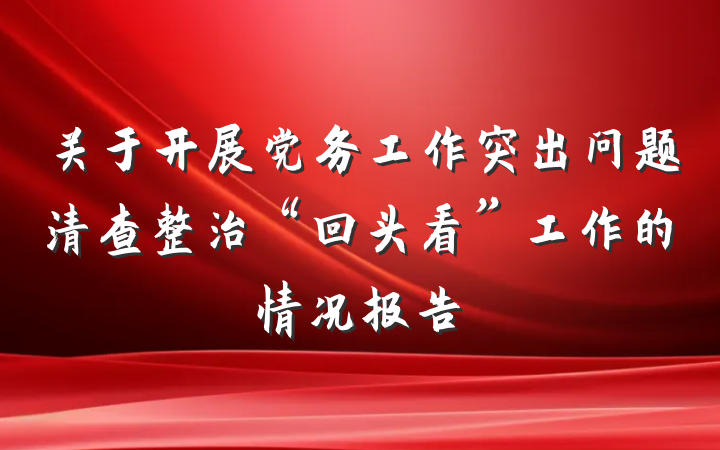 关于开展党务工作突出问题清查整治“回头看”工作的情况报告
