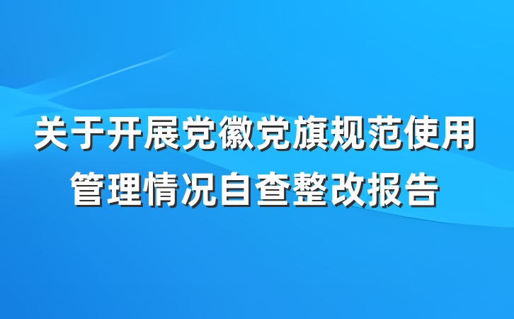 关于开展党徽党旗规范使用管理情况自查整改报告