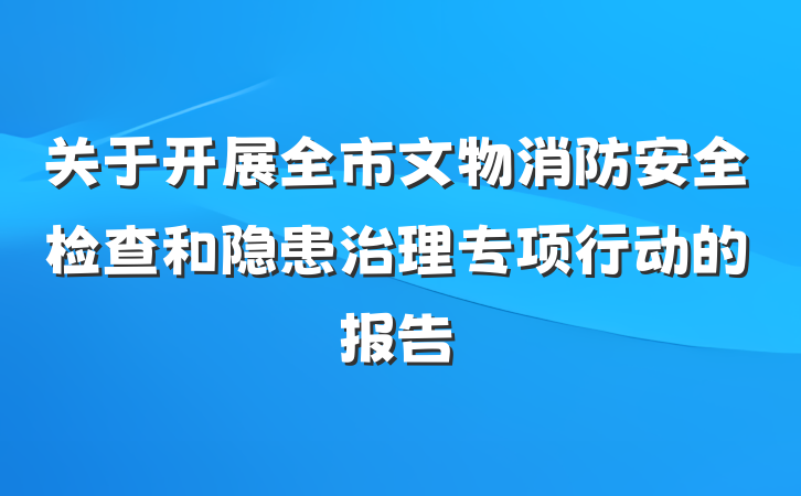 关于开展全市文物消防安全检查和隐患治理专项行动的报告
