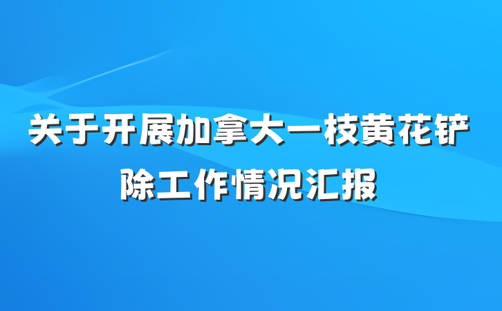 关于开展加拿大一枝黄花铲除工作情况汇报