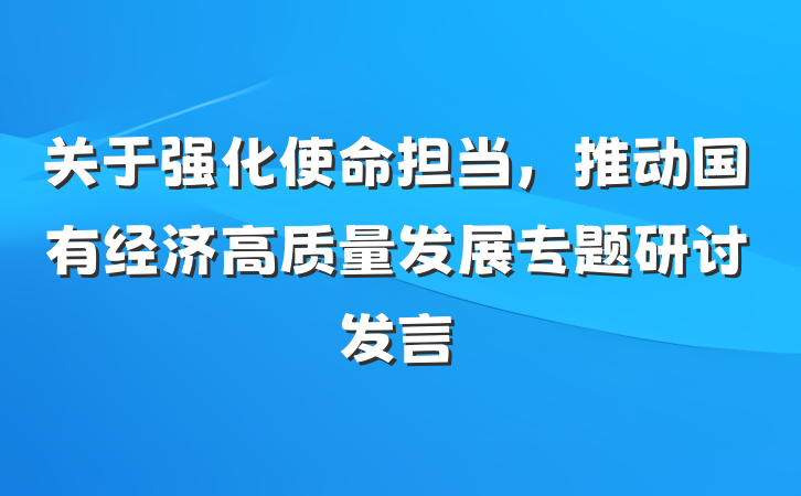 关于强化使命担当，推动国有经济高质量发展专题研讨发言