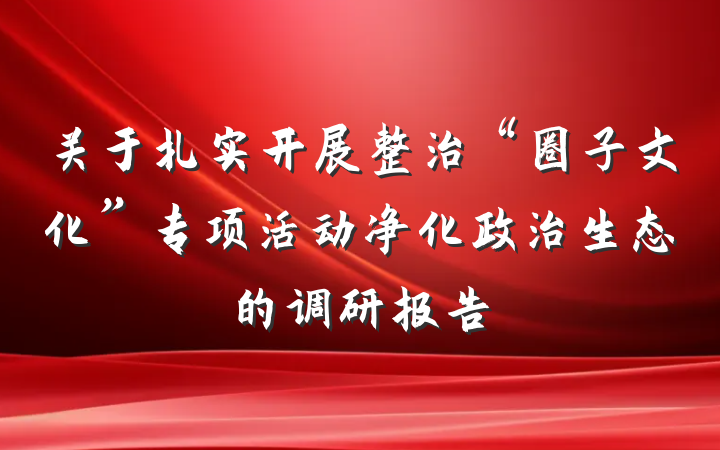 关于扎实开展整治“圈子文化”专项活动净化政治生态的调研报告