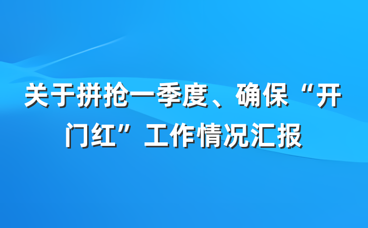 关于拼抢一季度、确保“开门红”工作情况汇报