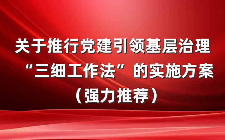关于推行党建引领基层治理“三细工作法”的实施方案（强力推荐）
