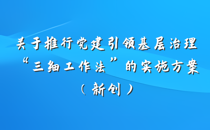 关于推行党建引领基层治理“三细工作法”的实施方案（新创）