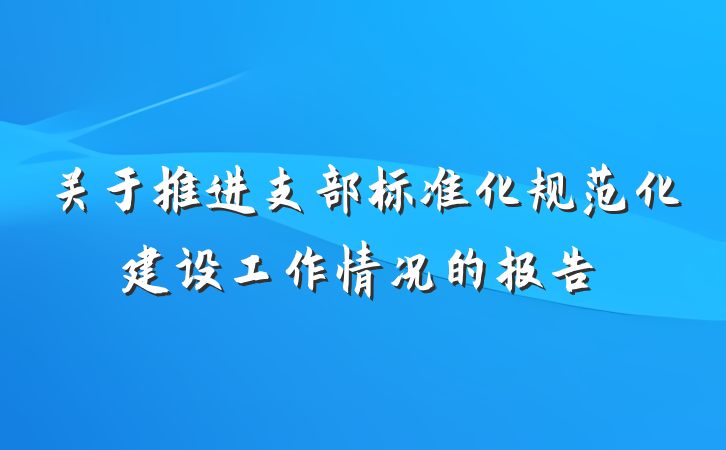 关于推进支部标准化规范化建设工作情况的报告