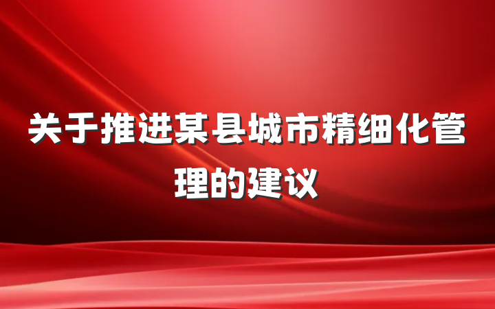 关于推进某县城市精细化管理的建议
