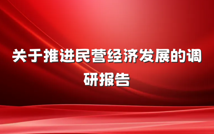 关于推进民营经济发展的调研报告