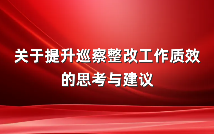 关于提升巡察整改工作质效的思考与建议