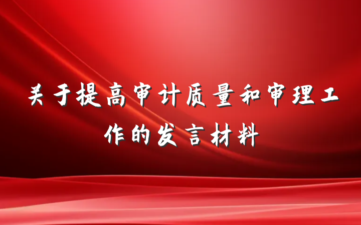 关于提高审计质量和审理工作的发言材料