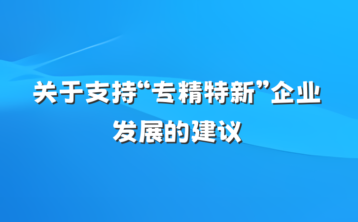 关于支持“专精特新”企业发展的建议