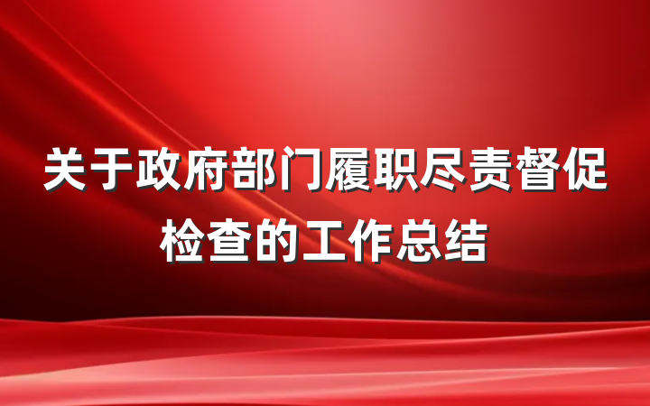 关于政府部门履职尽责督促检查的工作总结