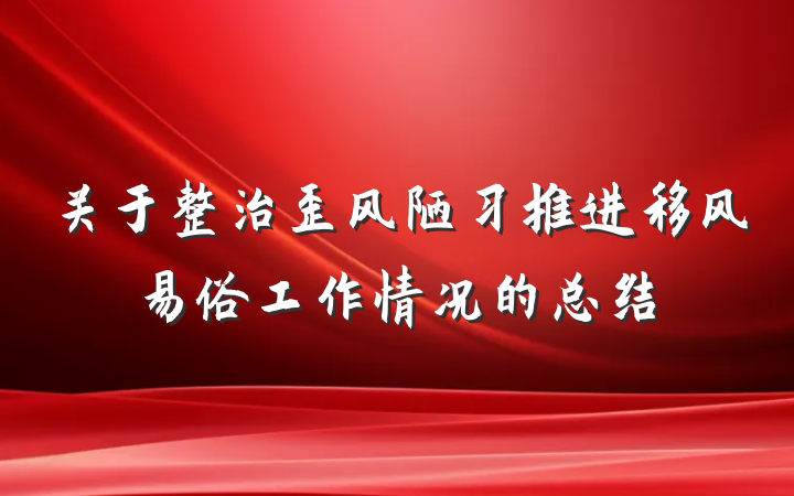 关于整治歪风陋习推进移风易俗工作情况的总结