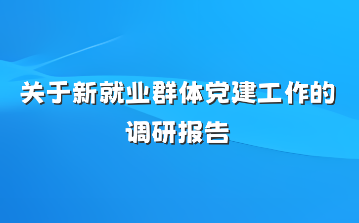 关于新就业群体党建工作的调研报告