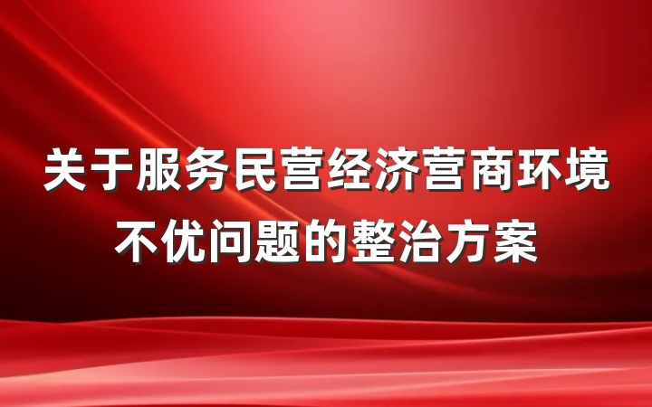 关于服务民营经济营商环境不优问题的整治方案