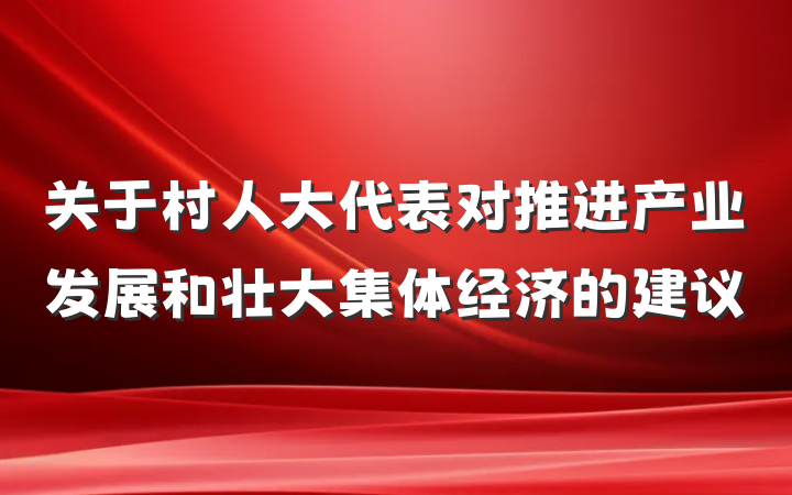 关于村人大代表对推进产业发展和壮大集体经济的建议