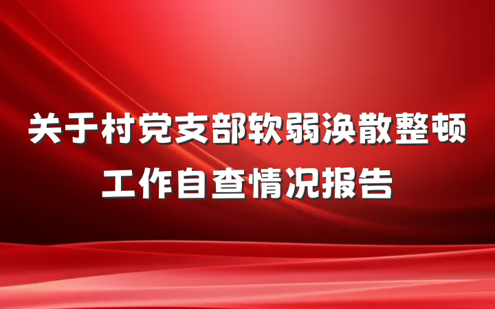 关于村党支部软弱涣散整顿工作自查情况报告