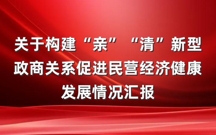 关于构建“亲”“清”新型政商关系促进民营经济健康发展情况汇报